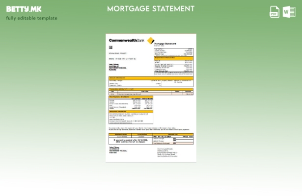 Модерен стил Шаблон за извод за хипотека од банка на Комонвелтот во Австралија
